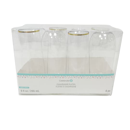 Gold Rim Stemless Champagne Flutes, 8ct. by Celebrate It™